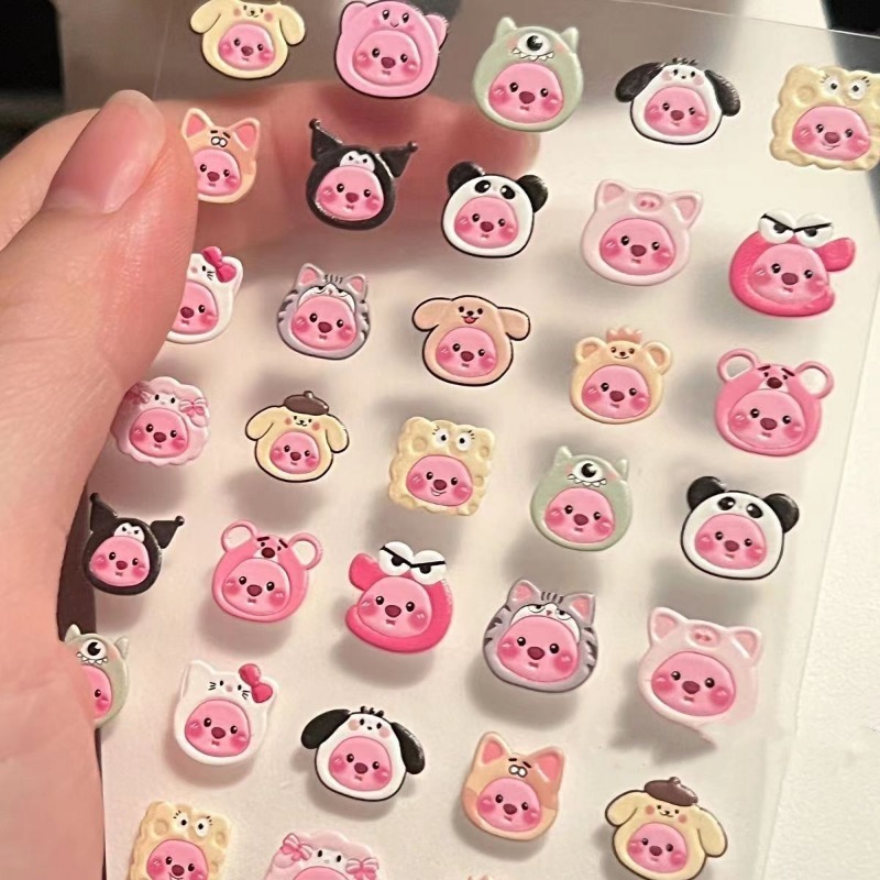 Nail Art Quirky - 2pcs 귀여운 비버 루피 스티커 만화