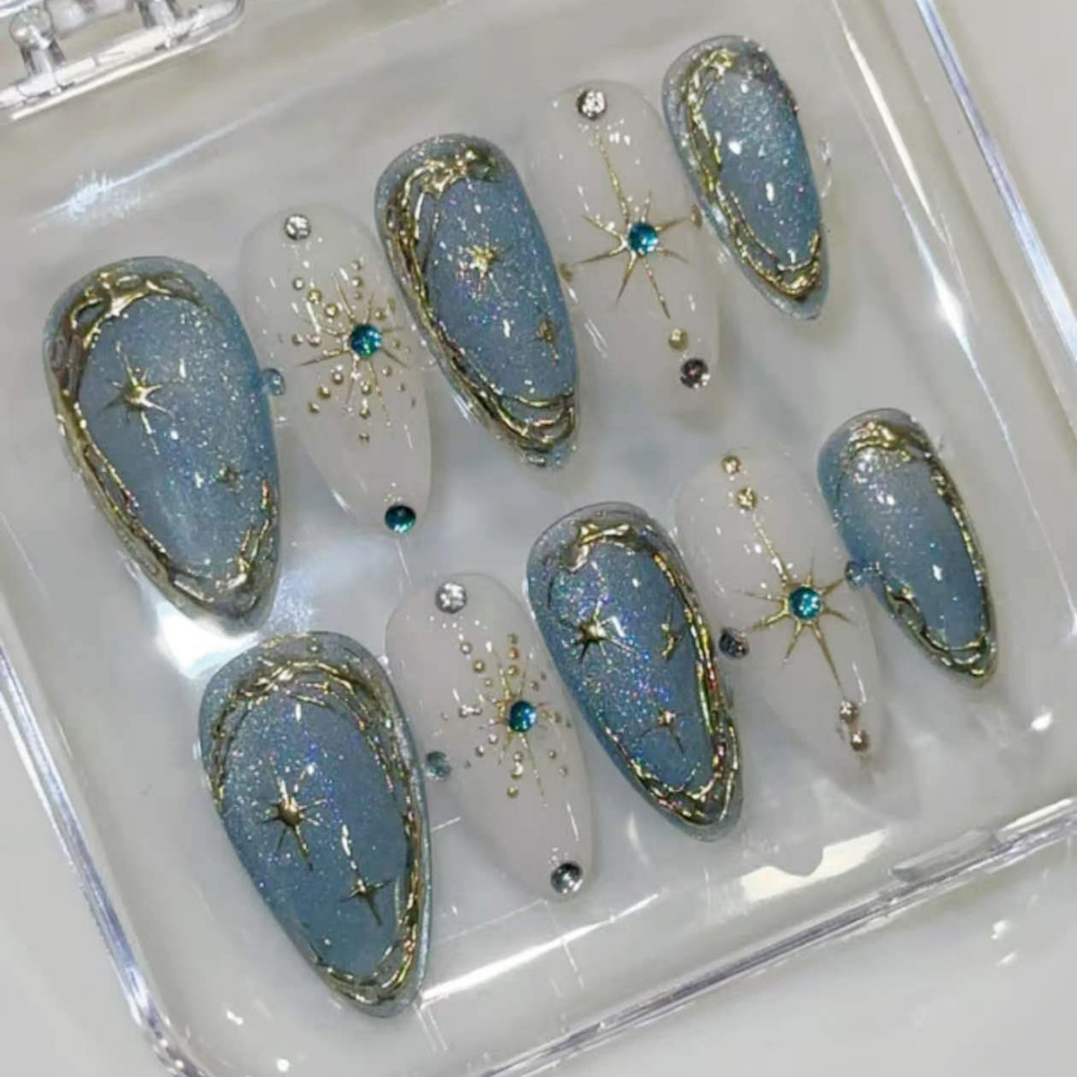 Nail Art Quirky - 24개 금박 스타라이트 스틱온 네일아트 글리터