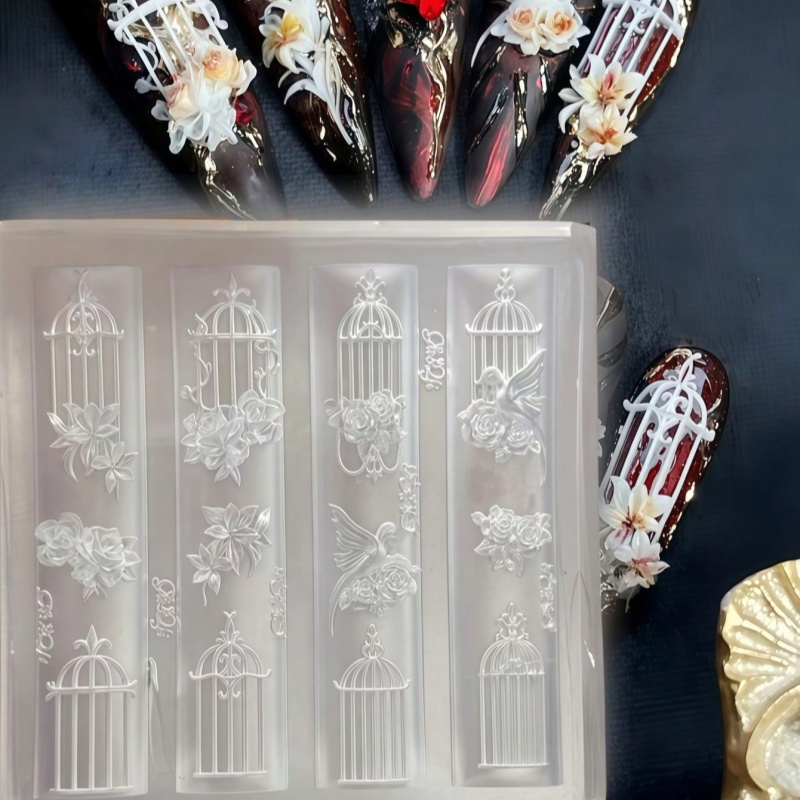 Nail Art Gothic - 나비 캔들스틱, 장미 새장 윈드차임, 3D