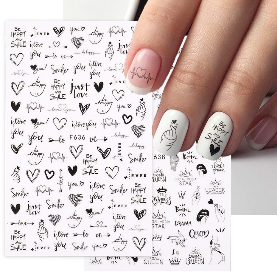 Nail Art Valentines Day - 하트 러브 디자인 3D 네일 아트
