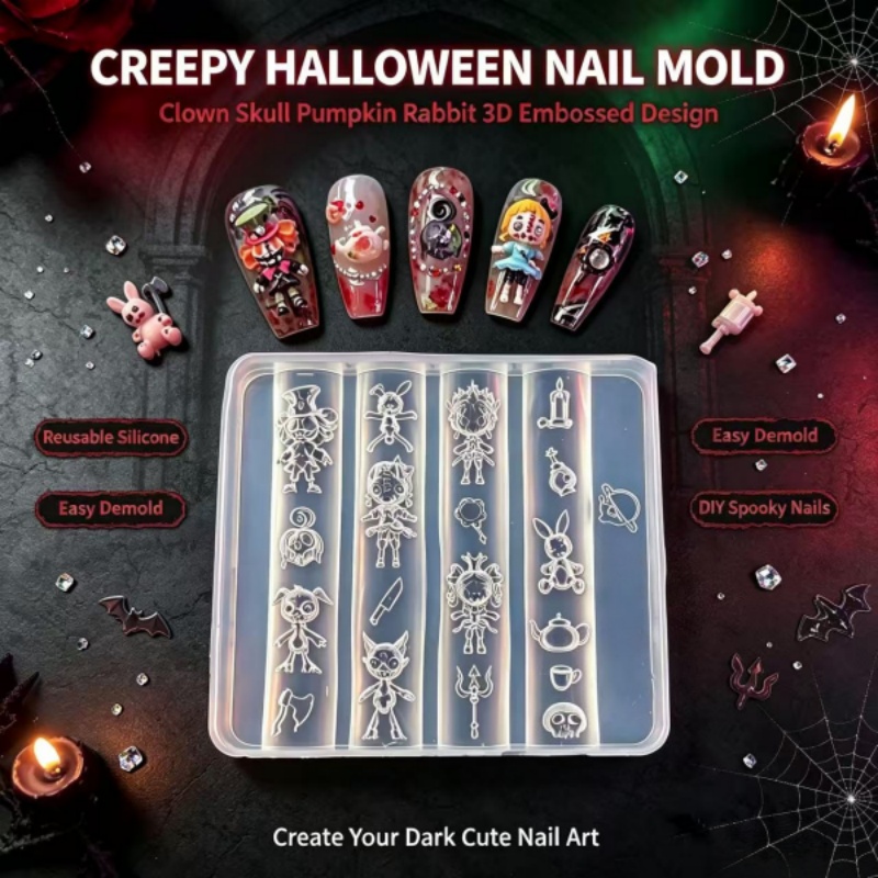 Nail Art Gothic - 다크 판타지 할로윈 네일 아트 몰드