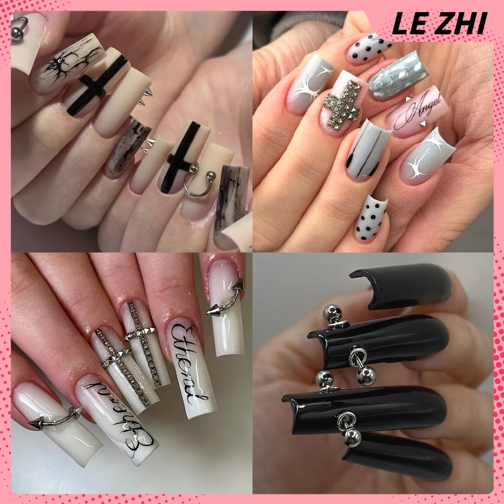 Nail Art Gothic - Y2K 스파이스 걸스 10개 수제 고딕