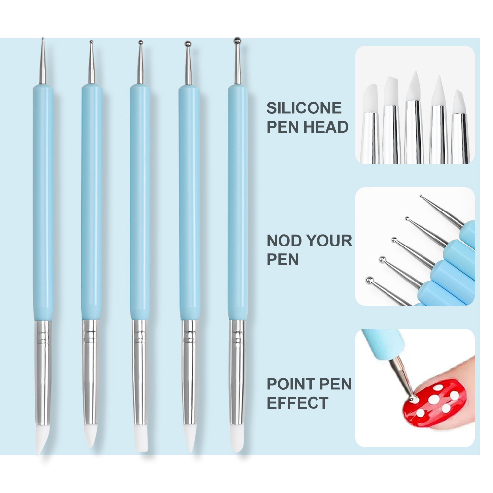 Nail Art Sch - 1/3/5/6/pcs/set 네일 아트 브러쉬-실리콘 조각 도트