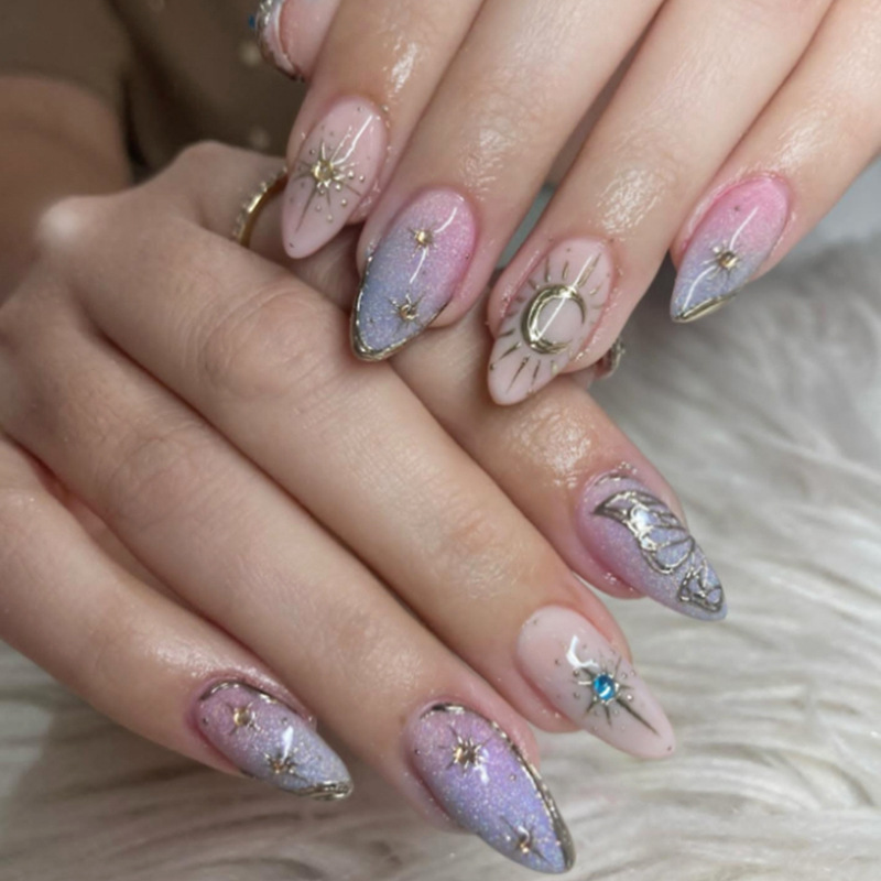 24개 금박 스타라이트 스틱온 네일아트 글리터 라인스톤 - Nail Art Quirky 리뷰 및 가격
