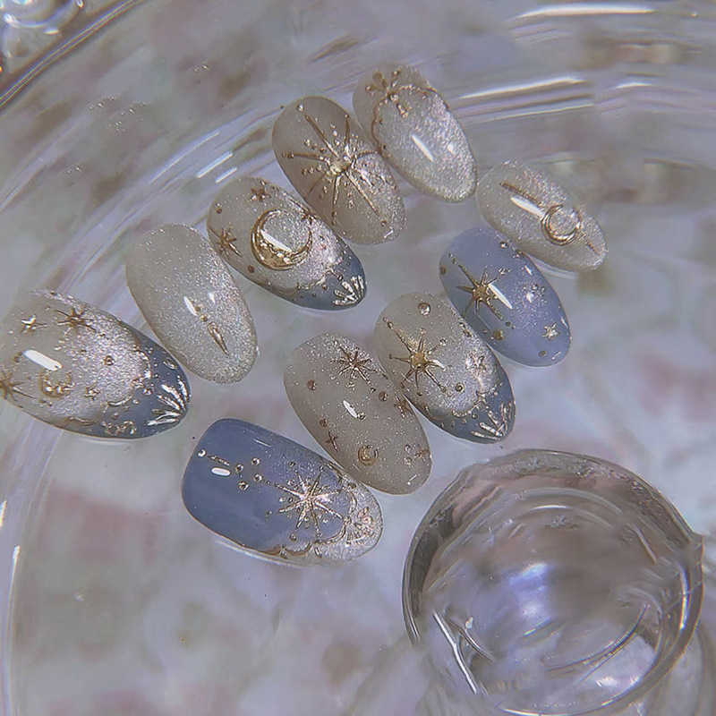 24개 금박 스타라이트 스틱온 네일아트 글리터 라인스톤 - Nail Art Quirky 리뷰 및 가격