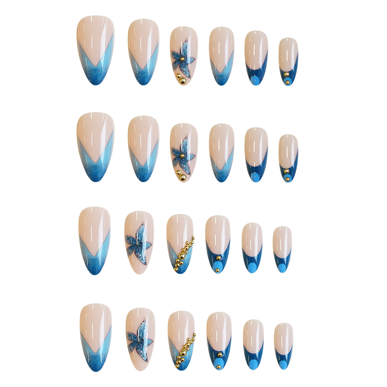핑크 블루 꽃무늬 메탈 비즈 라인스톤 디자인의 누드 페 - Nail Art Quirky 리뷰 및 가격