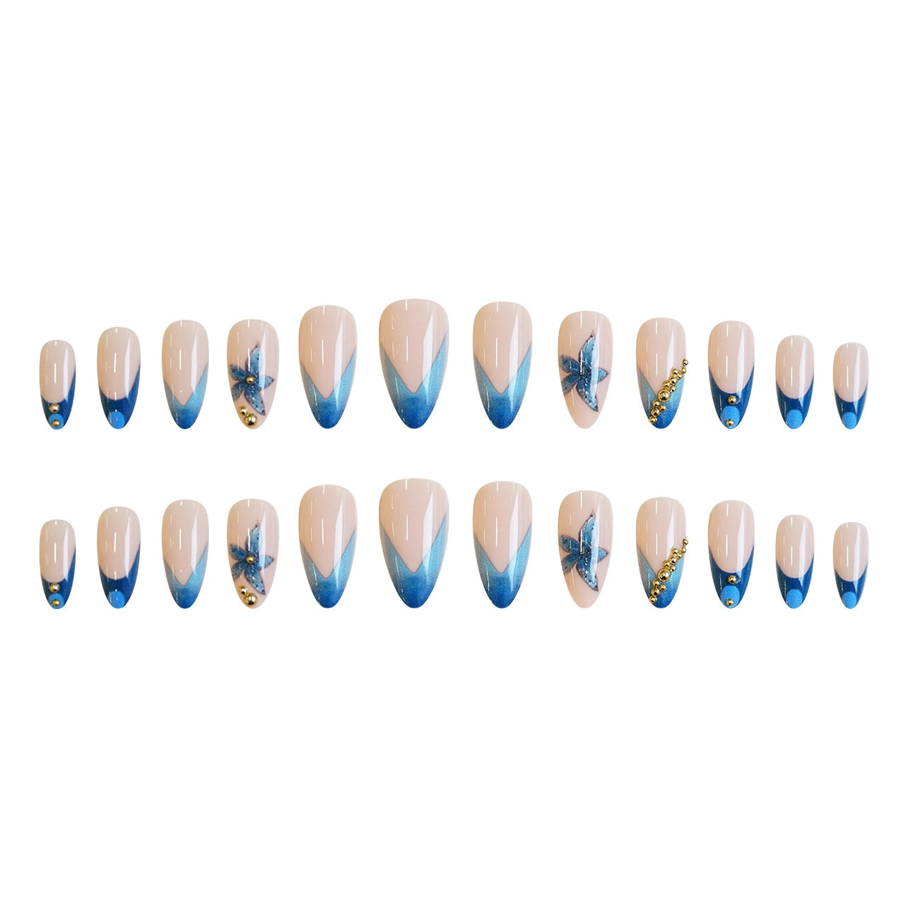 핑크 블루 꽃무늬 메탈 비즈 라인스톤 디자인의 누드 페 - Nail Art Quirky 리뷰 및 가격