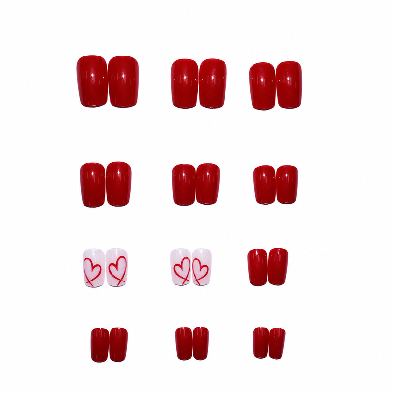 24개입 짧은 사각형 광택 발렌타인데이 레드 하트 프레 - Nail Art Valentines Day 리뷰 및 가격