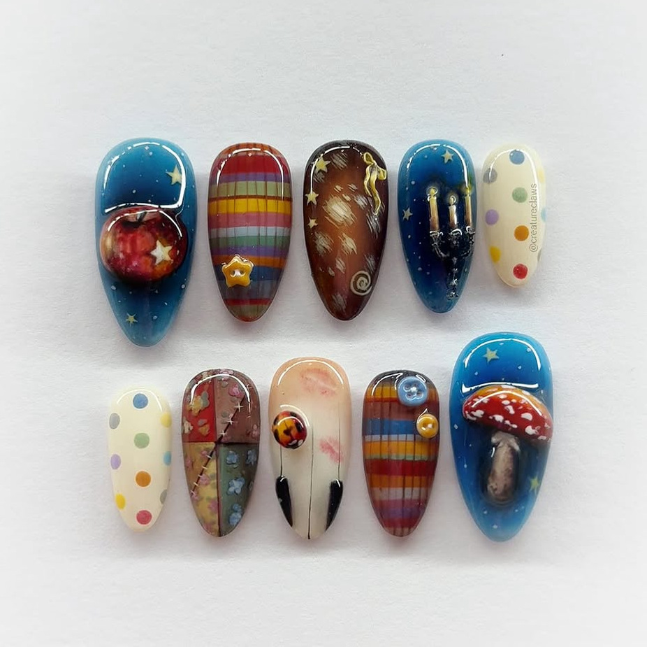 24개입 다크 고딕 펑크 가짜 손톱 스파이스 걸스 2D - Nail Art Gothic 리뷰 및 가격