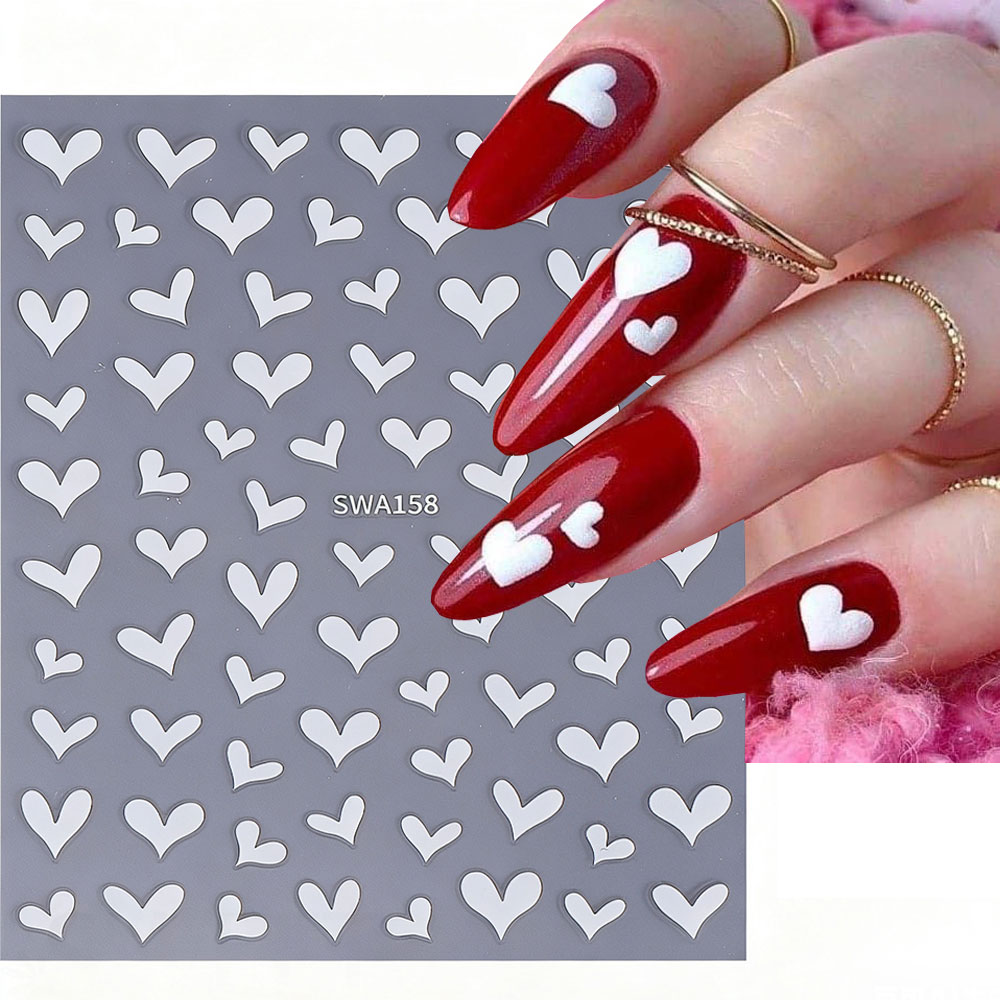 3D 화이트 하트 발렌타인 데이 네일 아트 스티커 섹시 - Nail Art Valentines Day 리뷰 및 가격