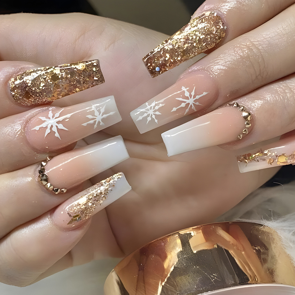 24개 꽃무늬 프레스온 네일 아트 라인 프렌치 팁 롱  - Nail Art Quirky 리뷰 및 가격